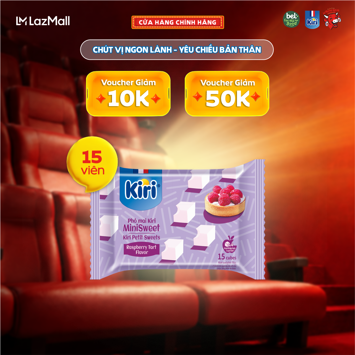 Phô Mai Kiri Vị Mâm xôi 15C 78G