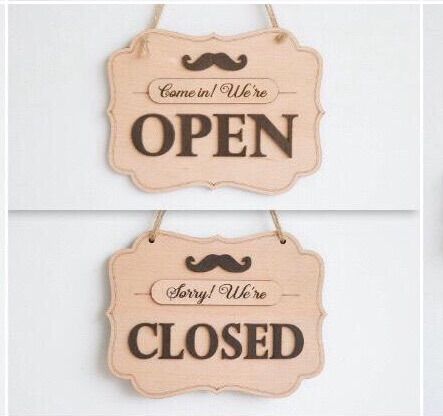 Bảng gỗ decor 2 mặt chữ Open Close treo quán cafe tiệm quần áo shop thời trang