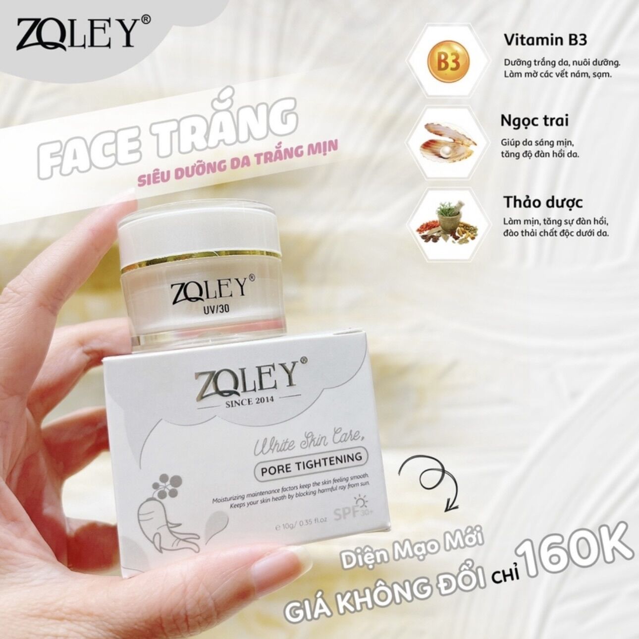 Kem dưỡng trắng da face trắng zoley 10g