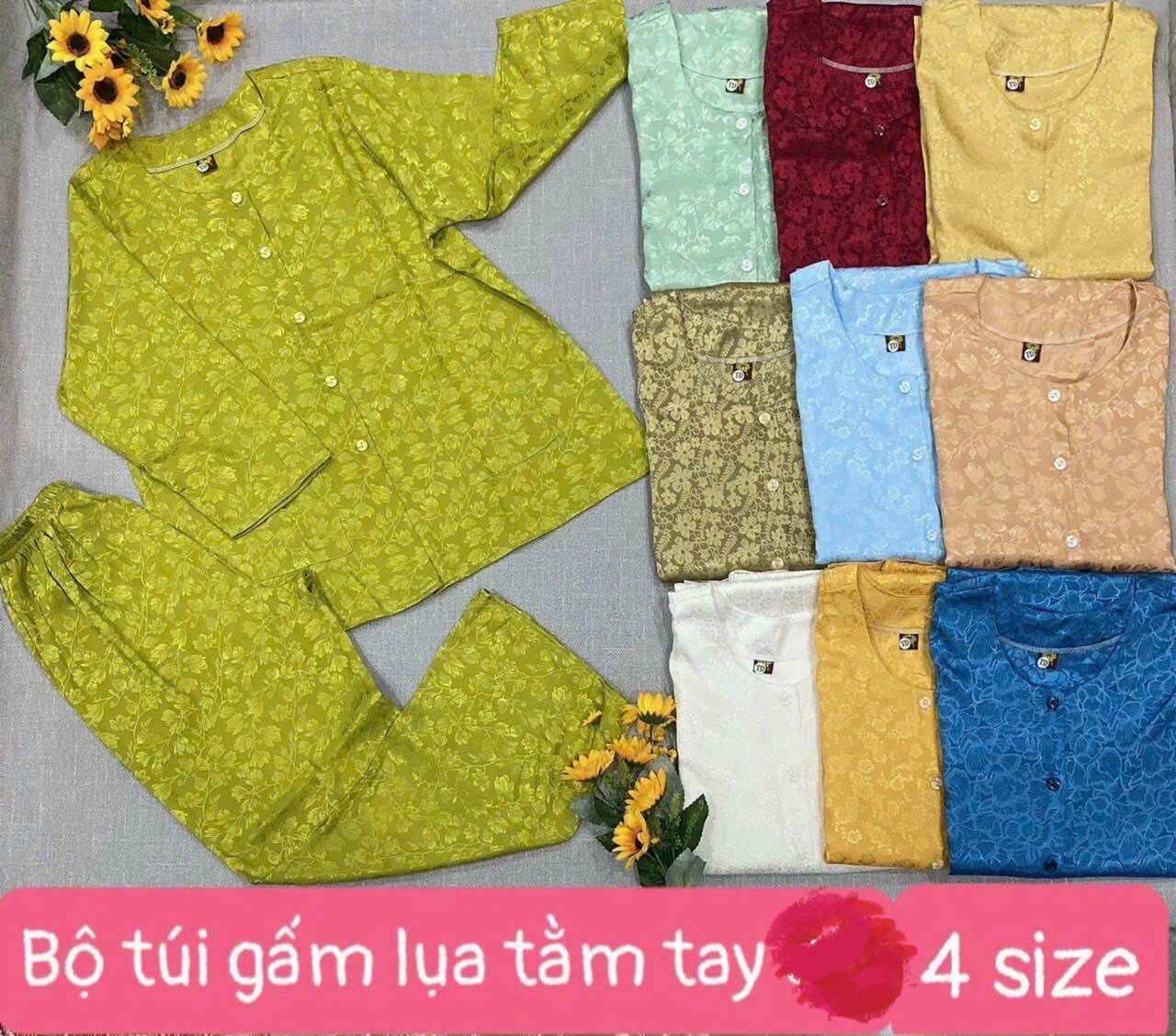 Đồ bộ bà ba vải gấm lụa tằm tay lỡ