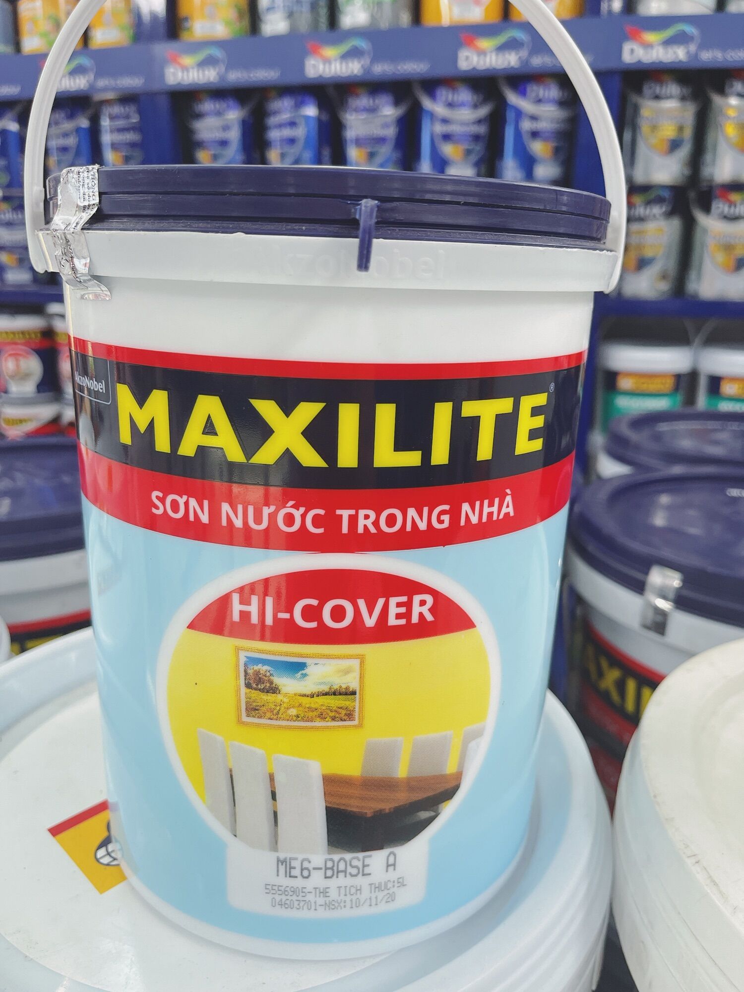 Sơn nước trong nhà hi- cover màu trắng màu in box