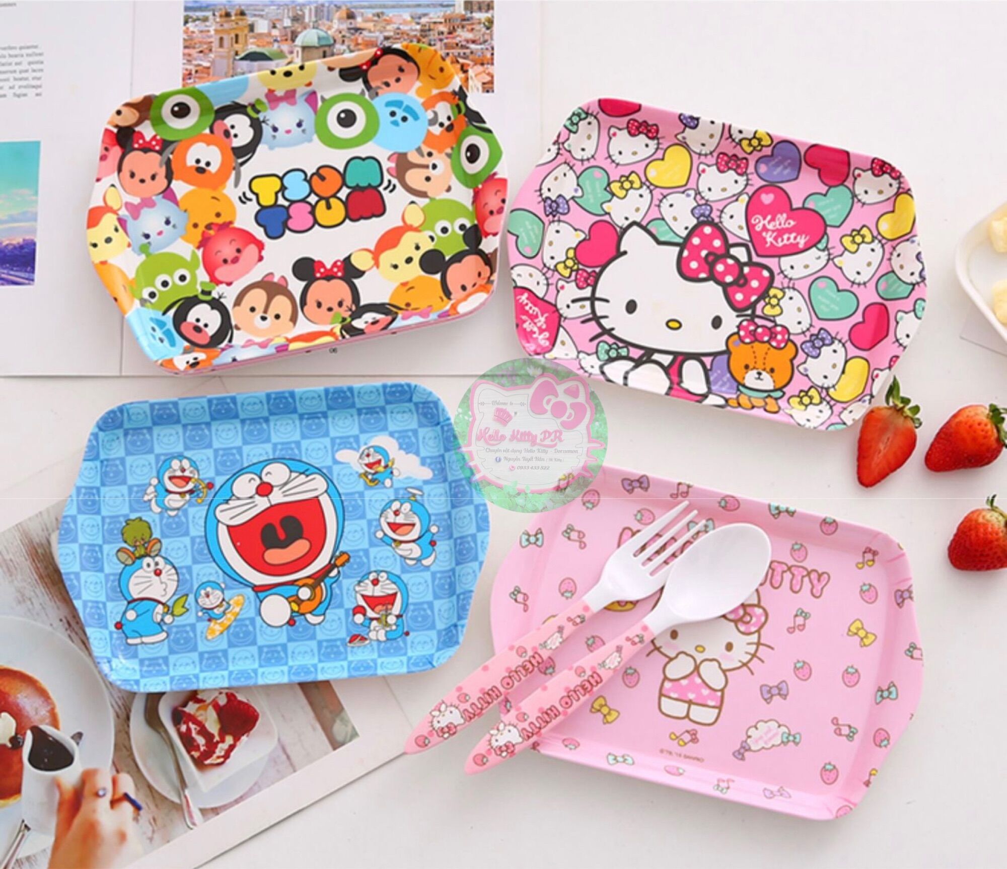 Dĩa hình chữ nhật Hello Kitty - Doremon Doraemon
