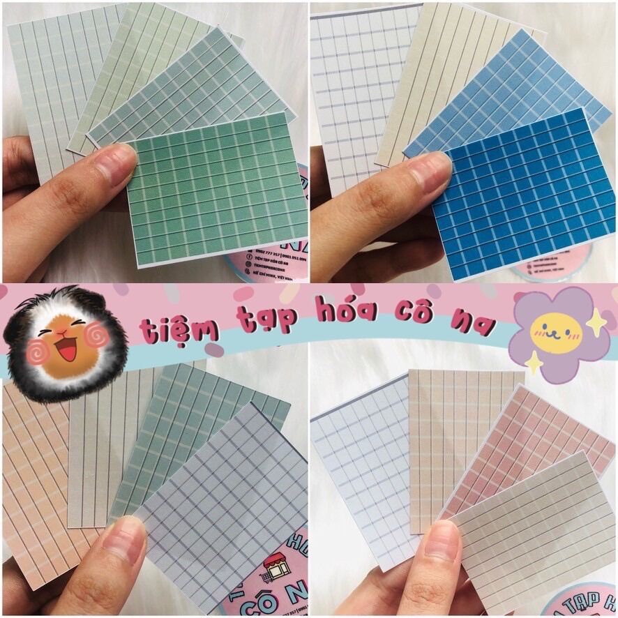 [HCM] Set Sticker / hình dán chữ nhật kẻ ngang/caro Sticky Notes - tiemtaphoacona