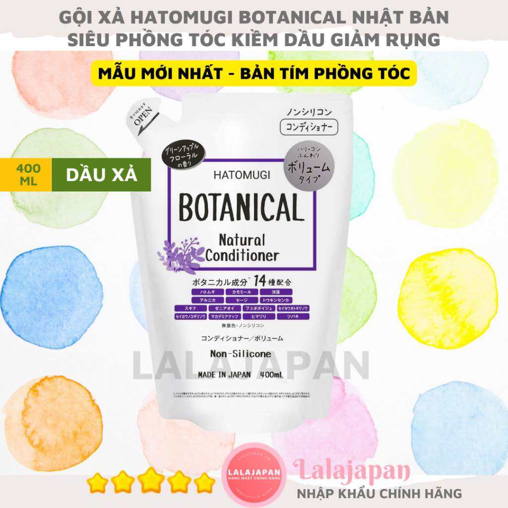 [MẪU MỚI] Gội xả HATOMUGI BOTANICAL Nhật Bản kiềm dầu phồng tóc giảm rụng mọc tóc gội xả không silic