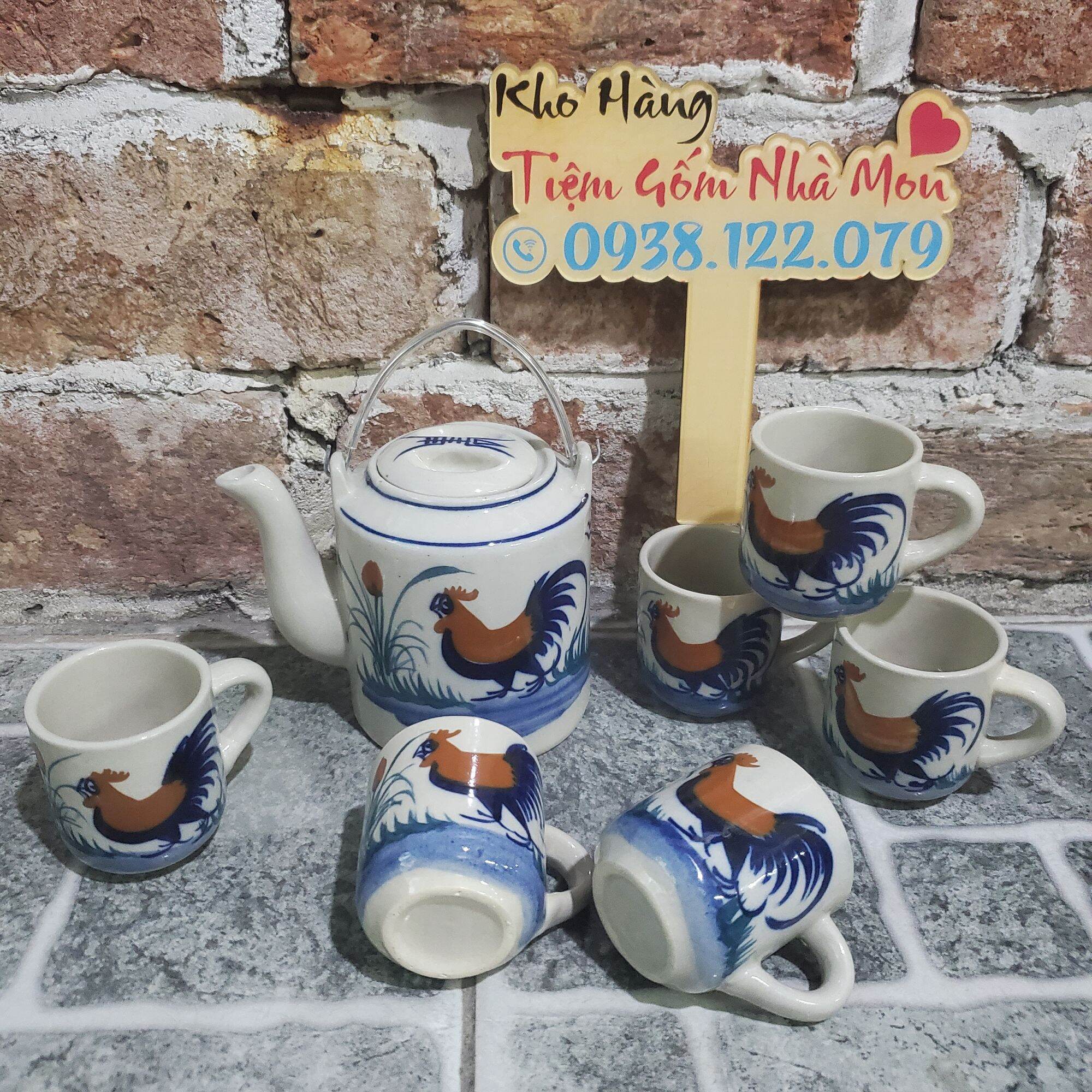 [LIMITED]BỘ BÌNH TRÀ CON GÀ LÀM BẰNG ĐẤT CAO LANH CAO CẤP (7 MÓN)
