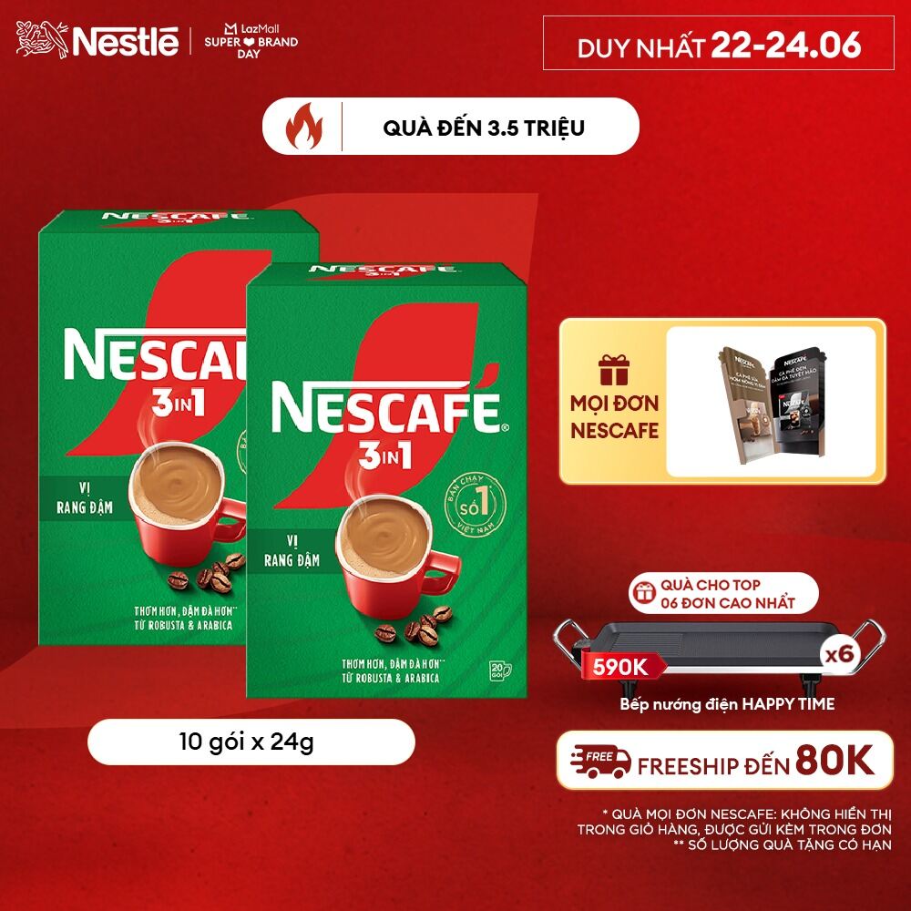 [FREESHIP TOÀN QUỐC] Combo 2 hộp NESCAFÉ 3in1 VỊ RANG ĐẬM (16g x 20 gói)