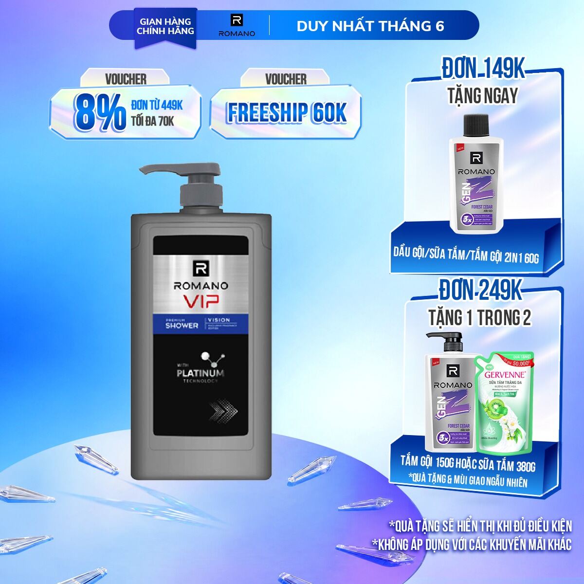 Sữa tắm cao cấp Romano Vip Vision sang trọng cuốn hút 650g