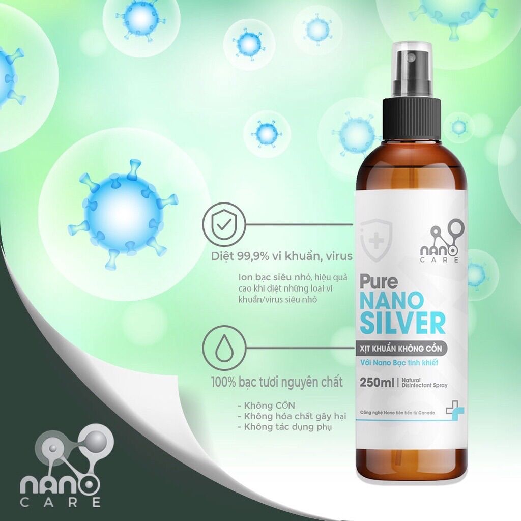 Xịt Khuẩn Không cồn Nano Bạc Cao Cấp.