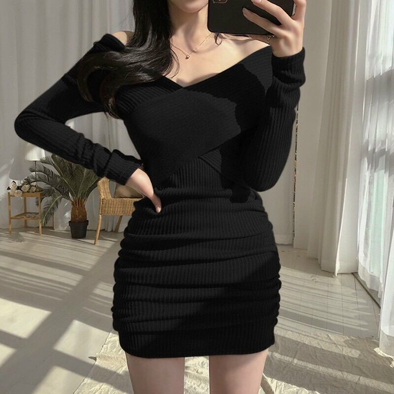 ĐẦM LEN GÂN TRỄ VAI BODY