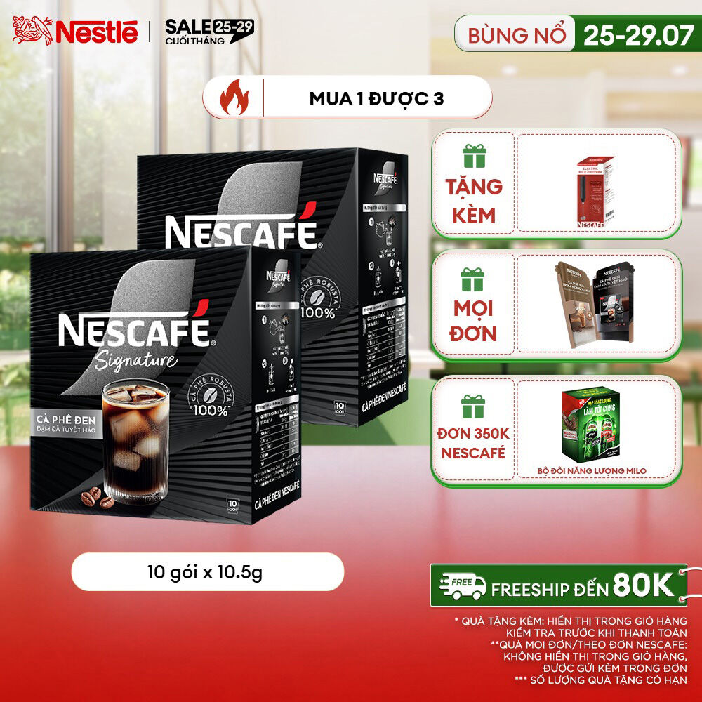 [ƯU ĐÃI THÁNG 7] Combo 2 hộp Cà phê đen hòa tan NESCAFÉ Signature Hộp 10 gói ĐẬM ĐÀ TUYỆT HẢO