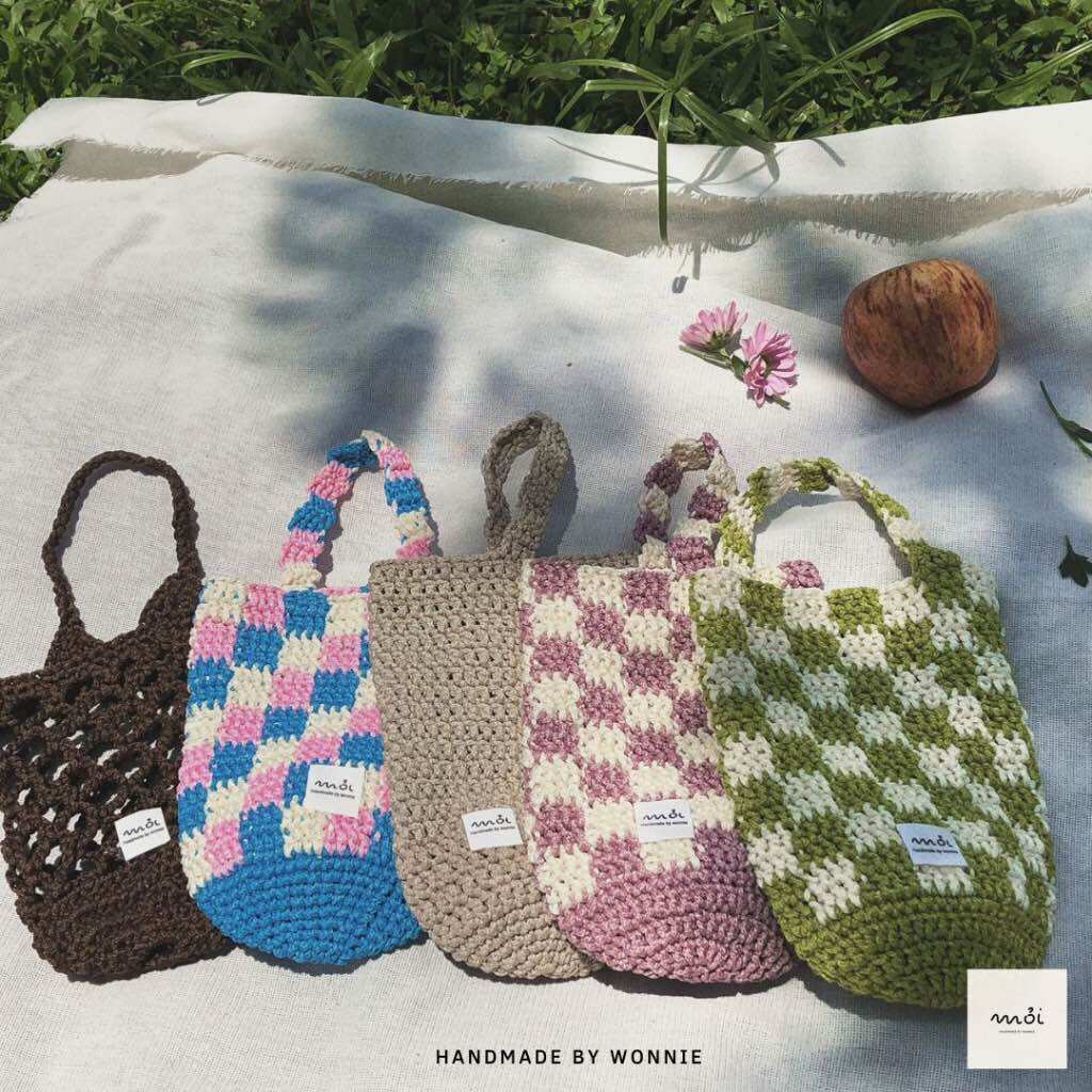 Túi đựng ly giữ nhiệt caro handmade