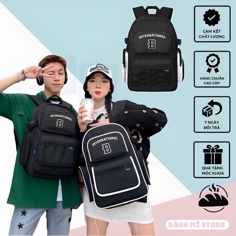 Balo bama border backpack balo bama đi học đi chơi ulzzang unisex - bánh mì store balo vnxk