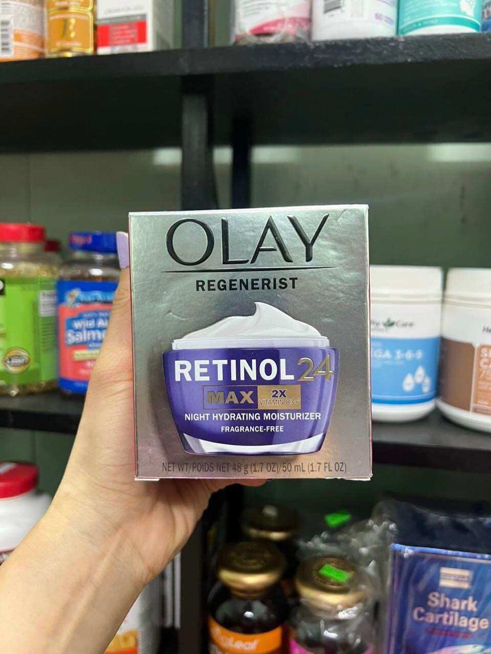 Kem dưỡng da trắng sáng giảm nếp nhăn ban đêm olay retinol 24 max 2x vitamin b3+ night moisturizer
