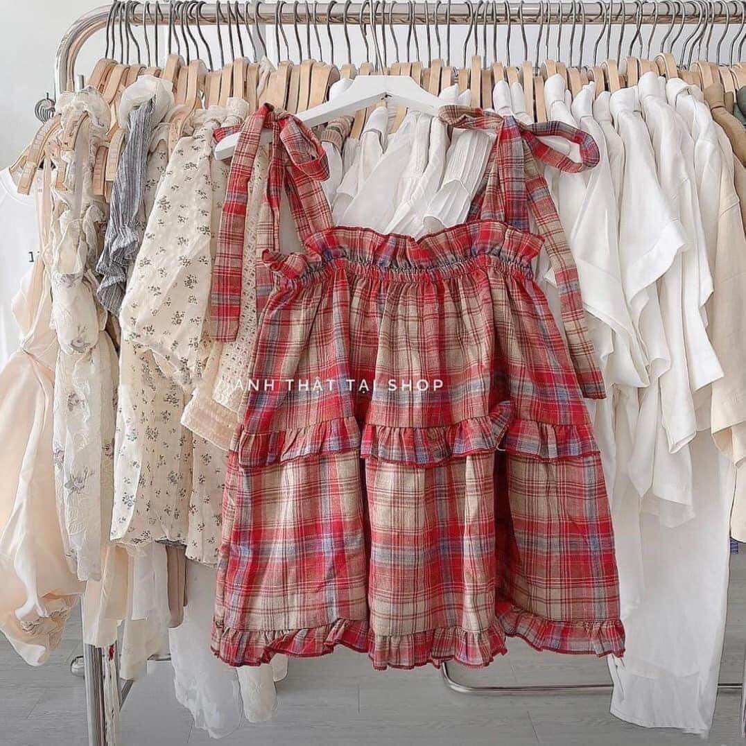 Áo hai dây babydoll chất kẻ thô