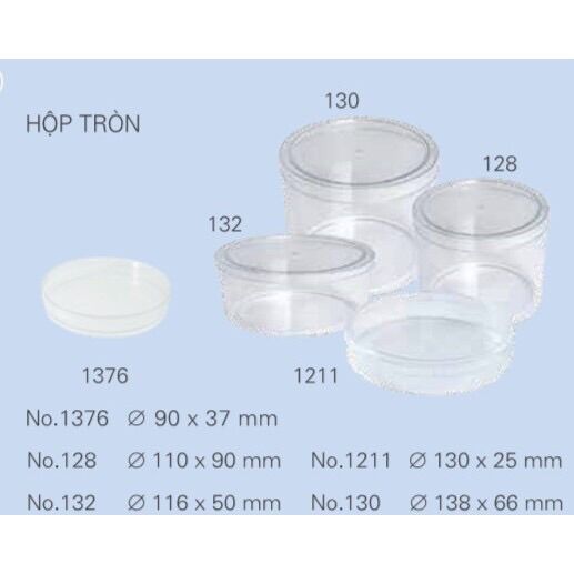 Combo 10 Hộp nhựa tròn mica (đủ kích thước)