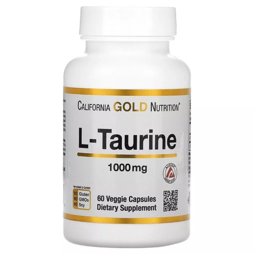 Hỗ trợ tim mạch, California Gold Nutrition, L-Taurine, AjiPure, 1,000 mg, 60 Veggie Capsules thumbnail