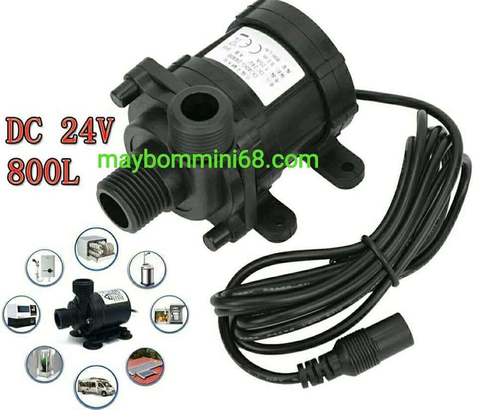 Máy bơm tưới lốp xe, bơm hồ cá không chổi than 24v 33w 750l/h đẩy cao 9,5m
