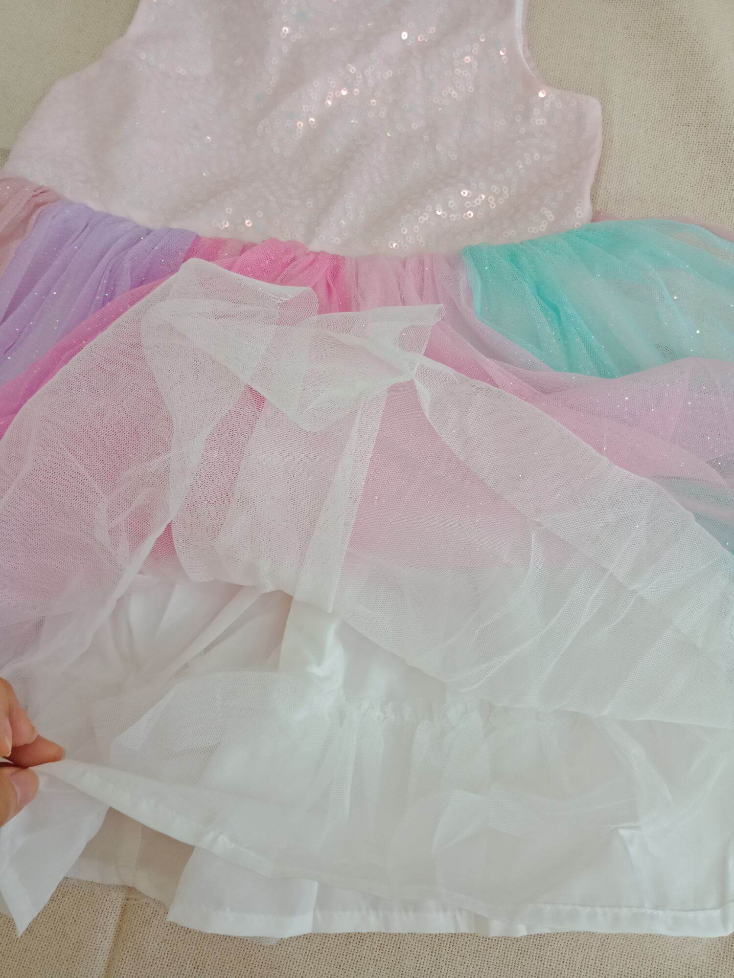 váy bé gái sequins Cầu Vồng