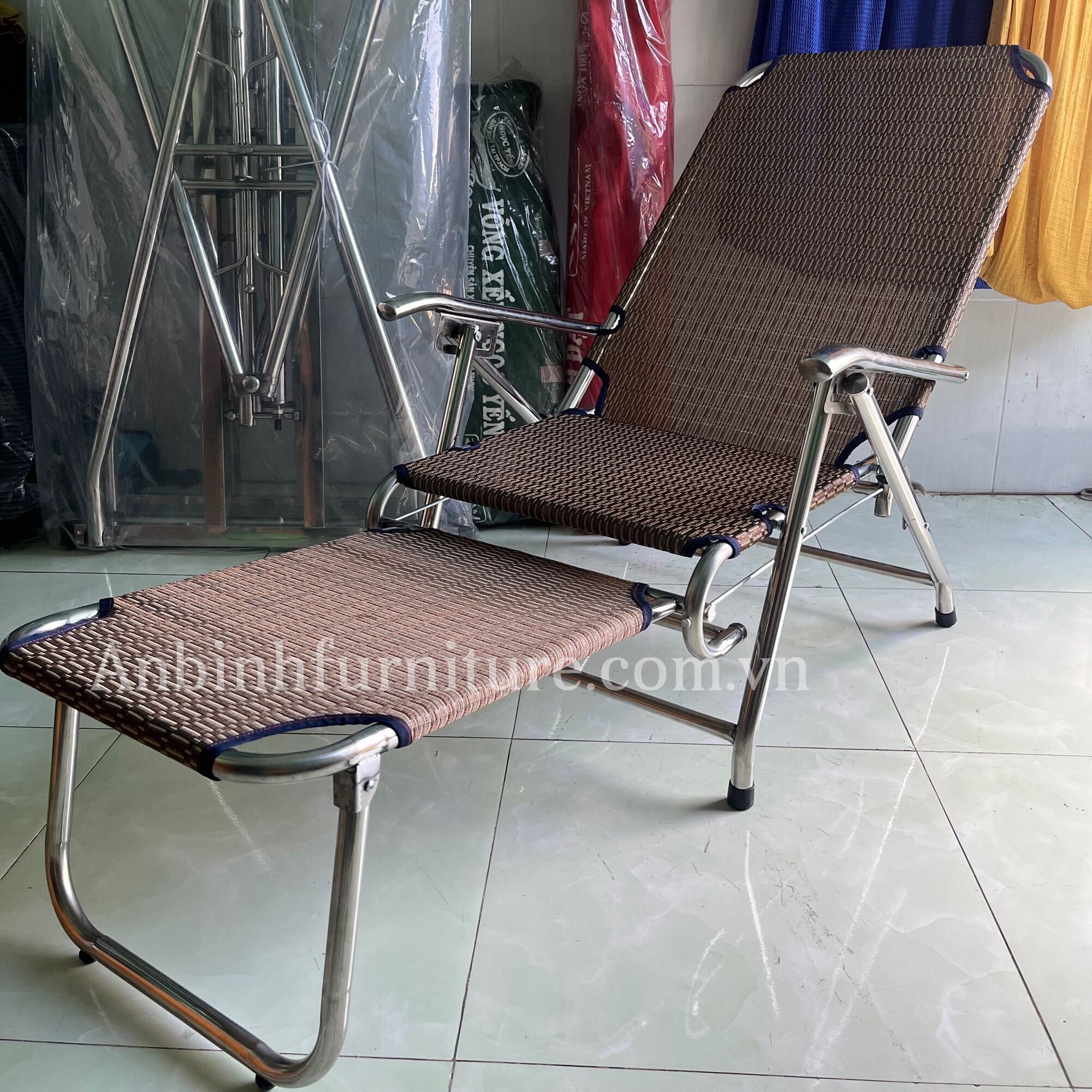 Giường xếp văn phòng inox, ghế xếp thư giãn inox gấp gọn, đa năng