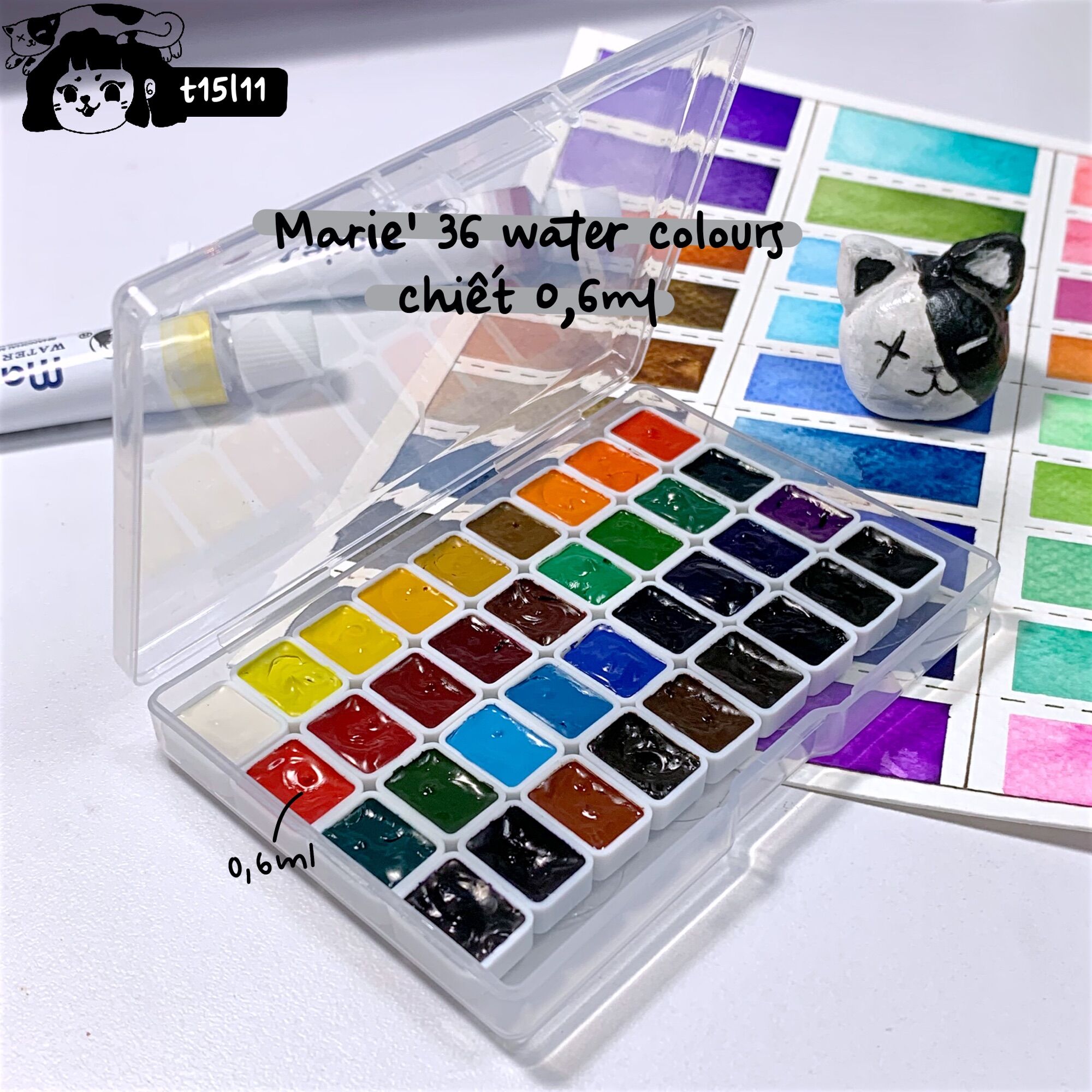 [t15l11] Marie's 36 màu nước 12ml hạng học sinh