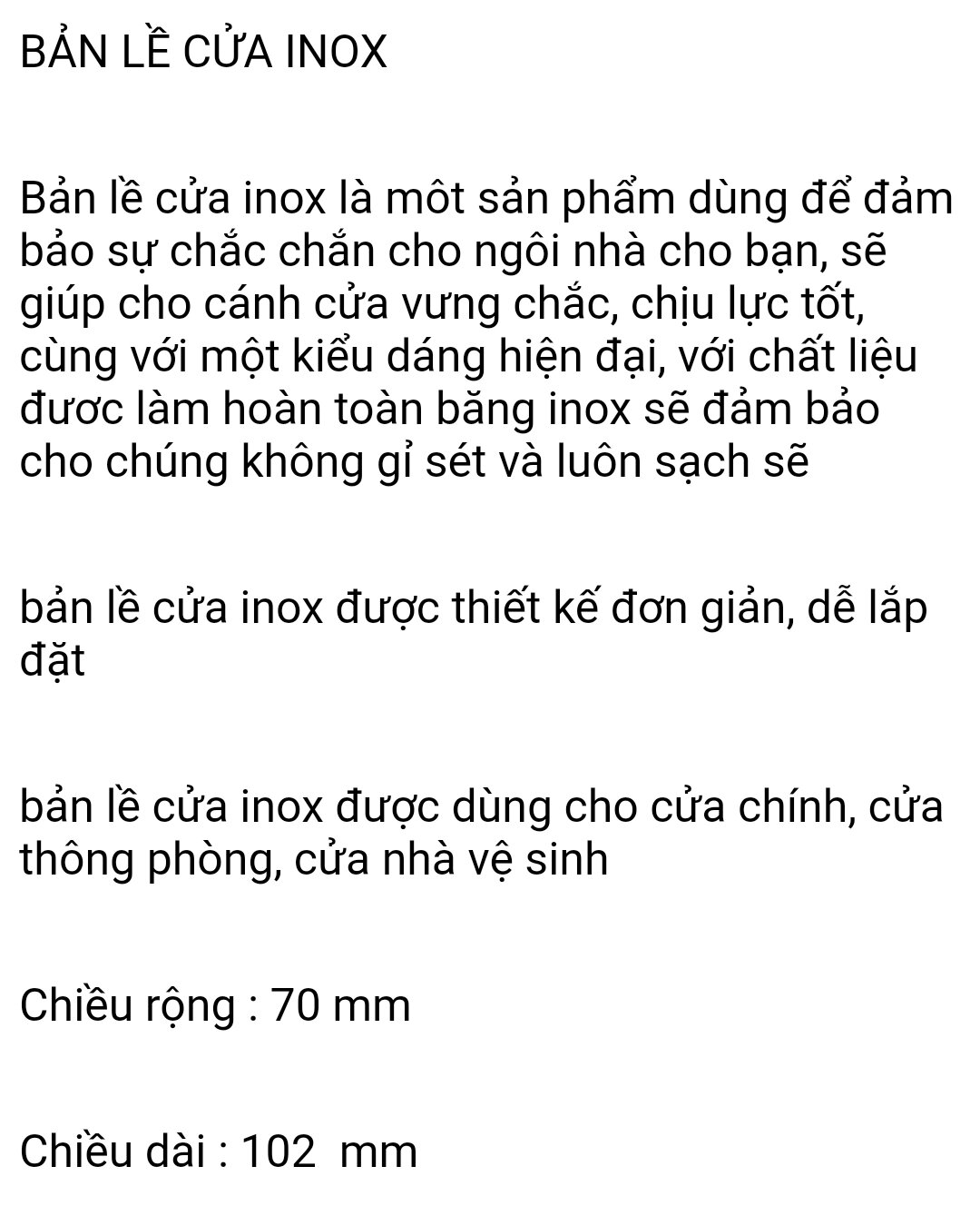 2 bộ bản lề inox kèm ốc vặn