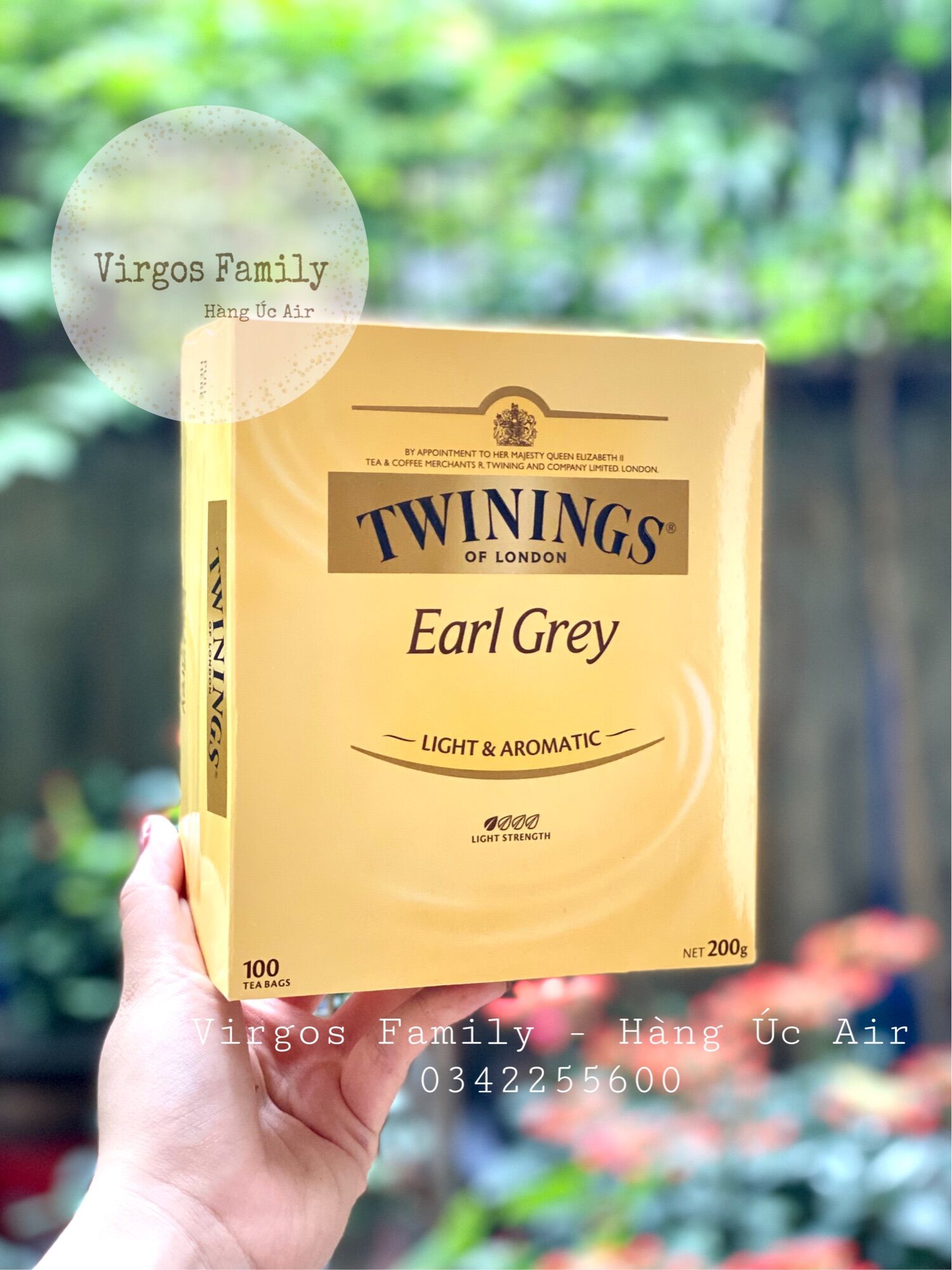 Trà túi lọc Twinings Earl Grey hộp 100 túi trà