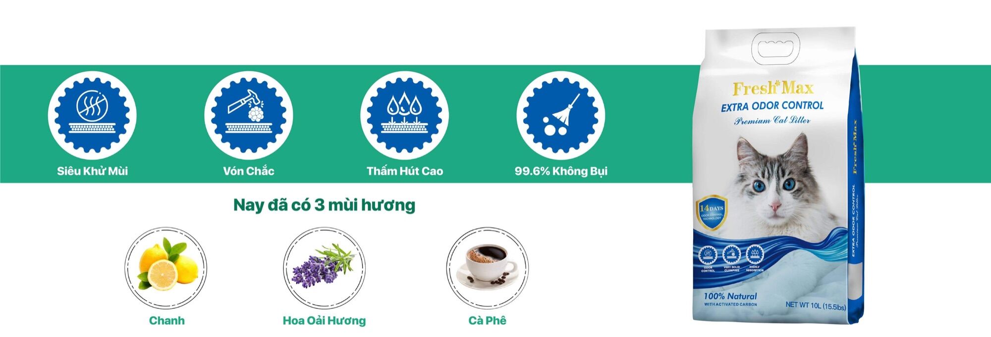CÁT VỆ SINH CHO MÈO FRESH MAX BAO BÌ MỚI (AMERICA LITTER 10L)  [ 7Kg ]