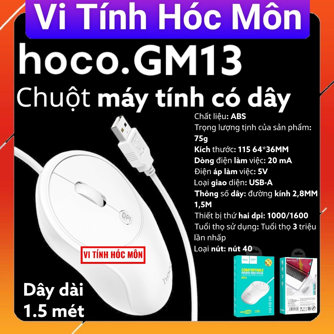 Hoco gm13 Chuột máy tính có dây Business wired Mouse