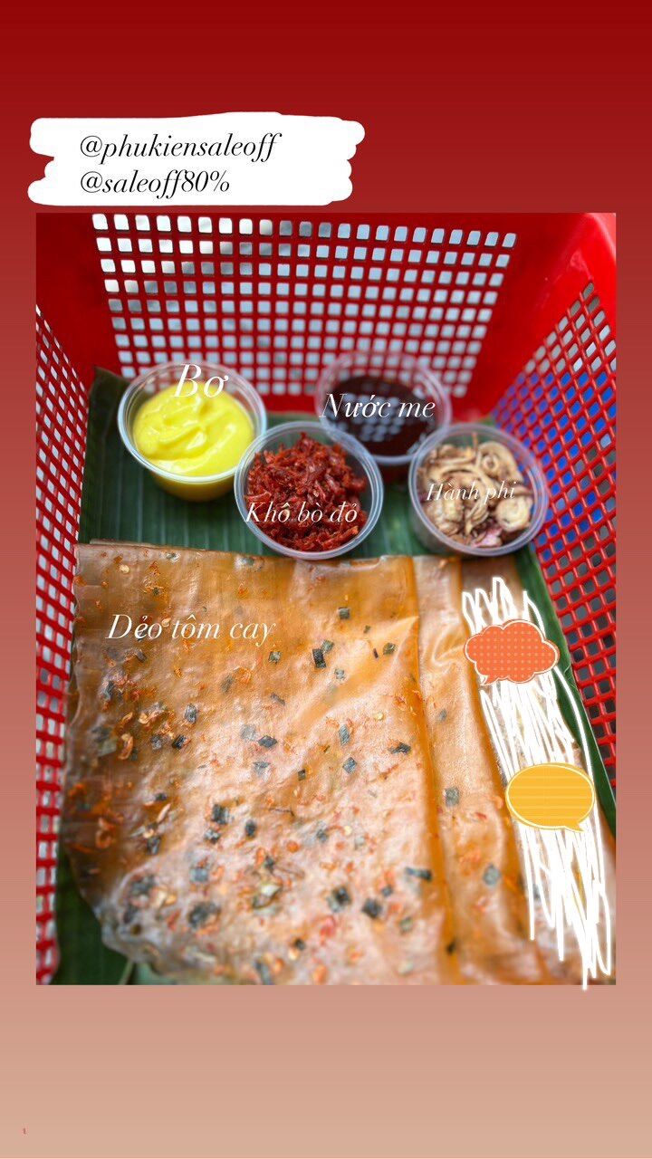 Bành tráng dẻo tôm cay cuốn bơ khô bò