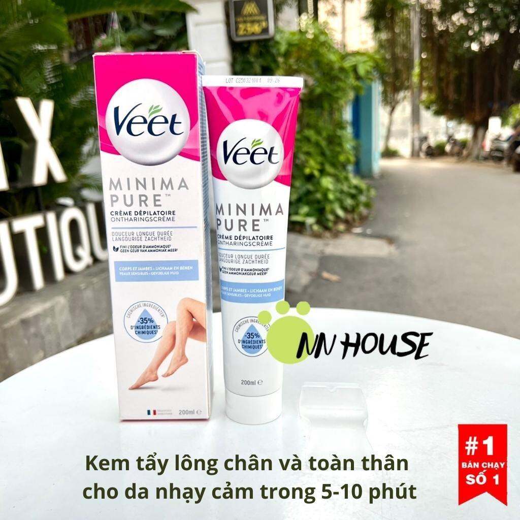 Kem tẩy lông Veet Pháp Minima 200ml, wax lông nách, chân tay, bikini cho da nhạy cảm, triệt lông toàn thân, kem dưỡng da - NN House
