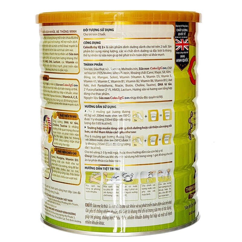 Sữa COLOSBABY IQ Gold 2+ 800gr ( cho trẻ từ 2 tuổi)