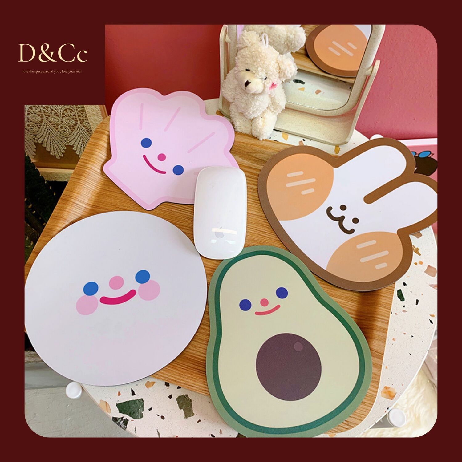 Miếng lót chuột máy tính chống thấm nước, bàn di chuột dễ thương, pad chuột cute, kích thước 17cm - D&Cc