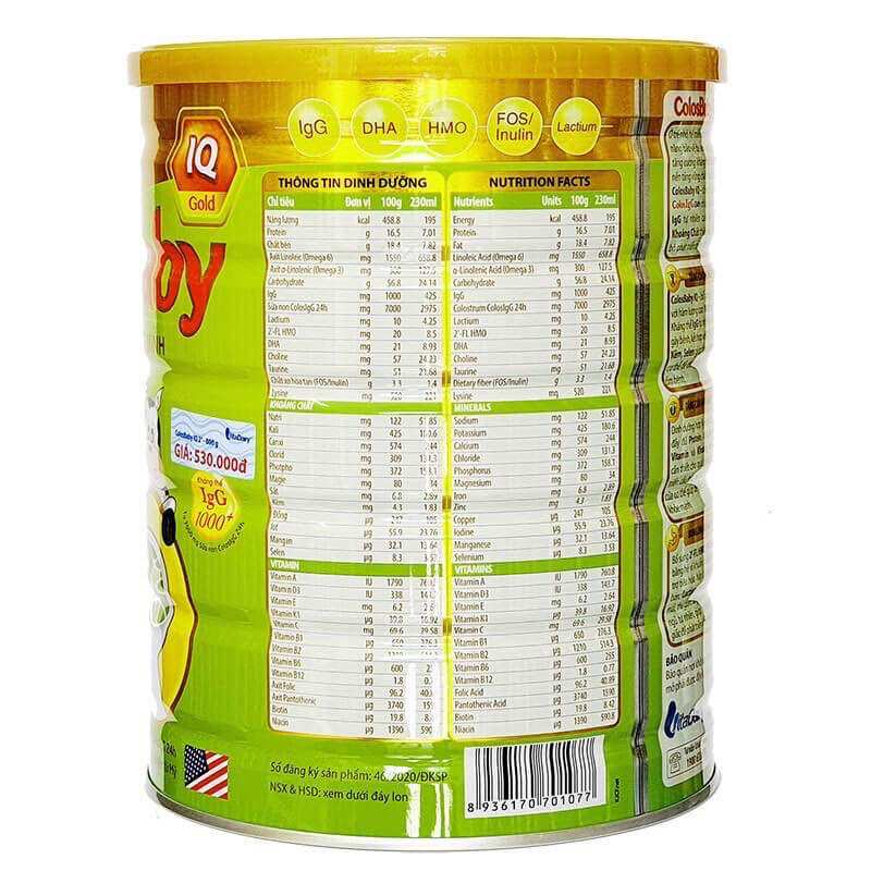 Sữa bột Colosbaby IQ gold 2+ 800g