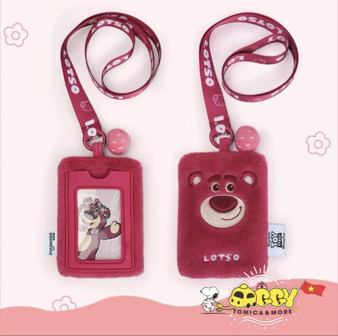 Dây đeo thẻ bảng tên Gấu dâu Lotso dành cho học sinh sinh viên