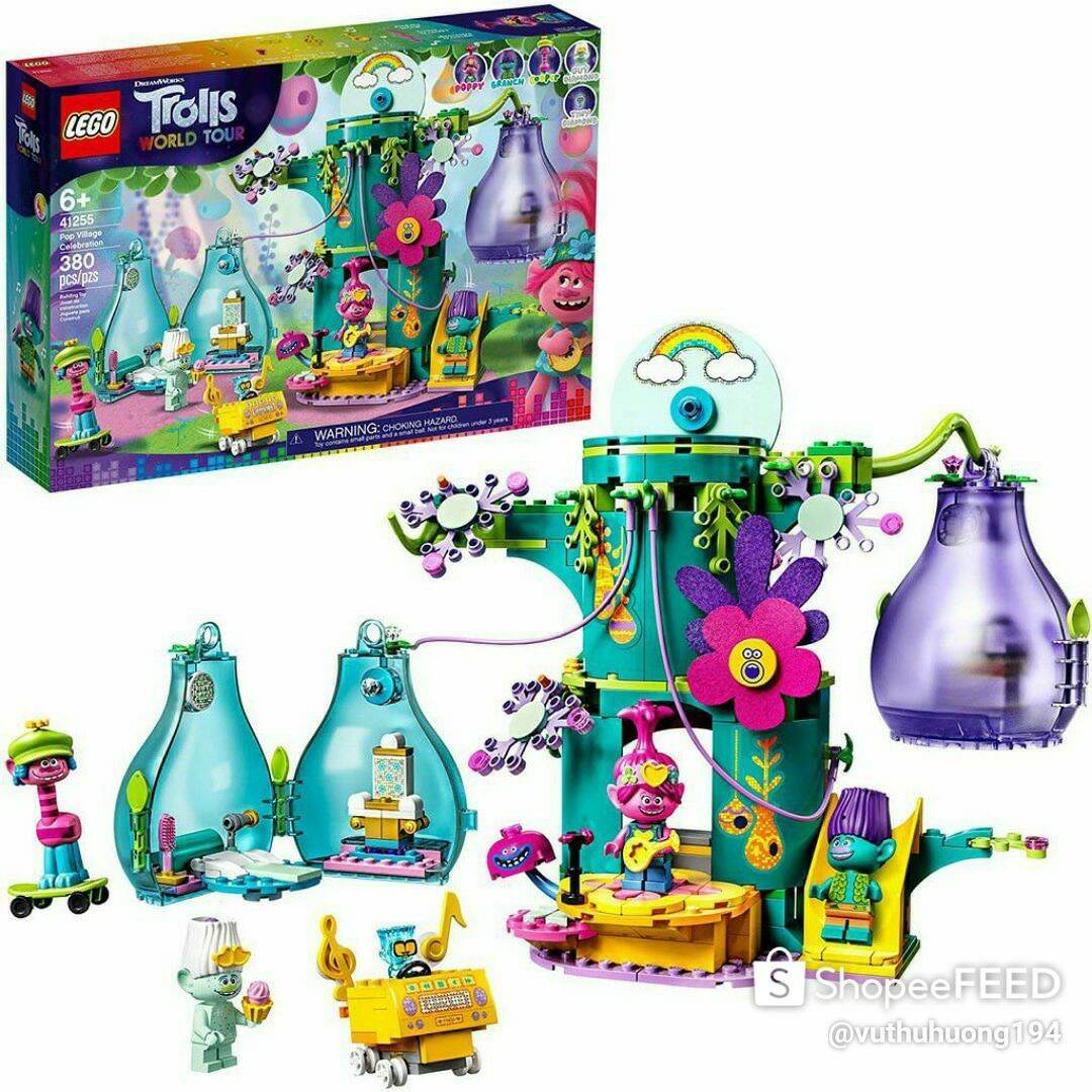 Đồ chơi lego trolls 41255 - lễ kỷ niệm làng pop-380 chi tiết