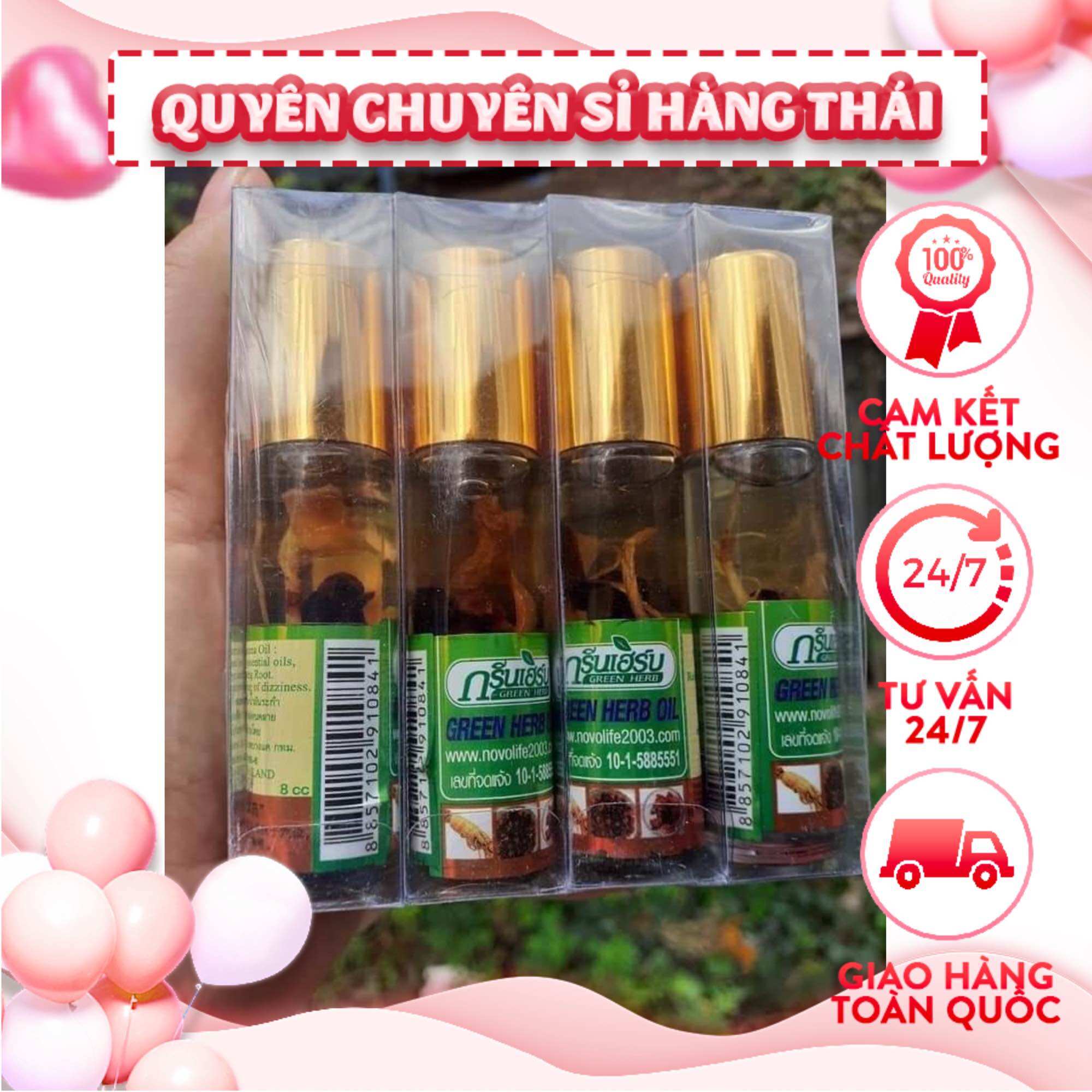 Lốc 12 chai dầu lăn thảo dược nhân sâm thái lan