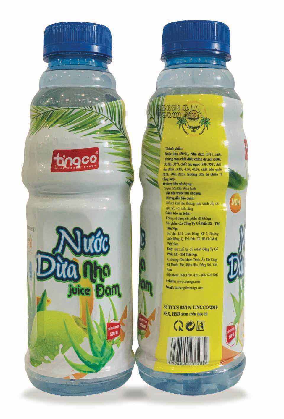 Lốc nước dừa nha đam Tingco 6 chai 500ml