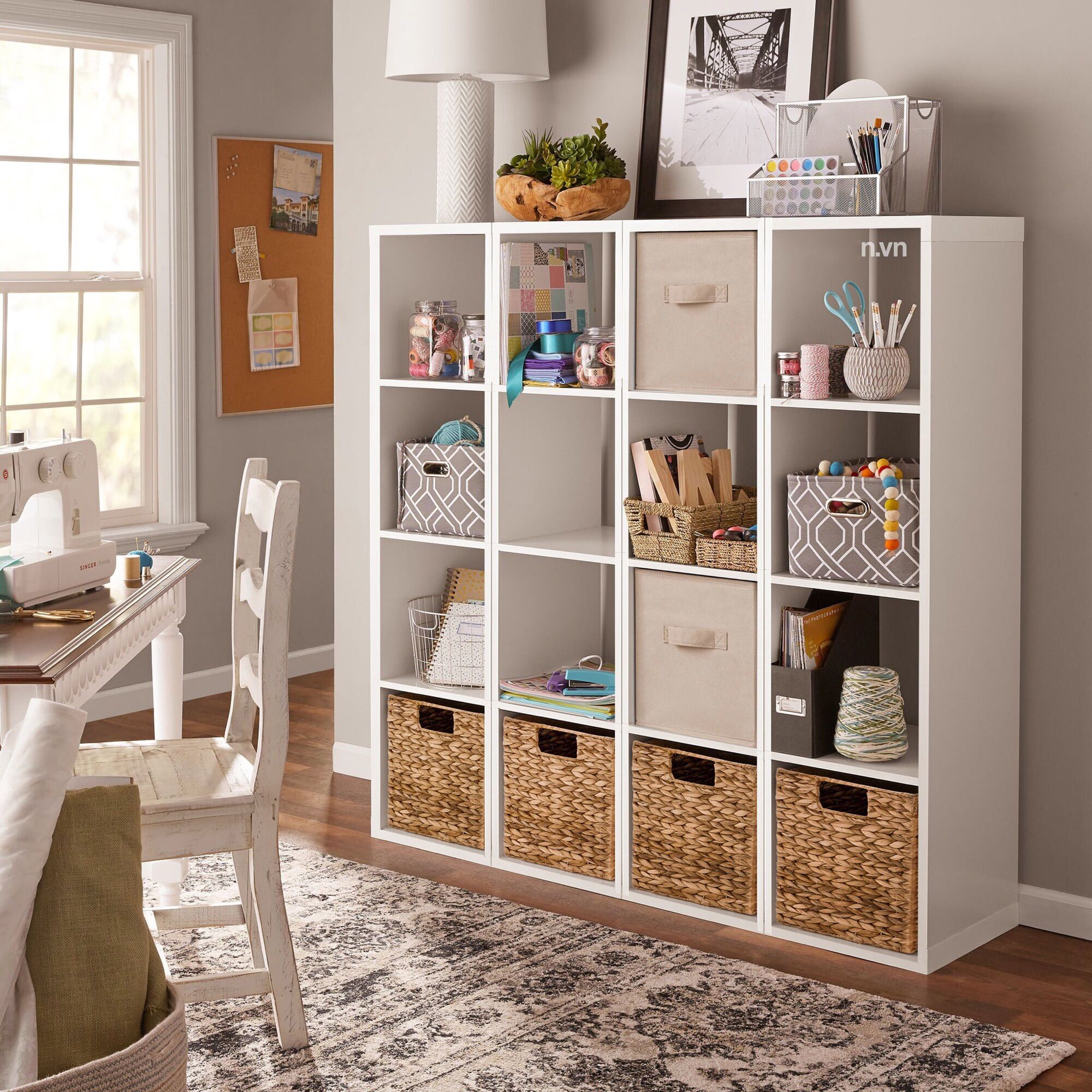 Kệ gỗ tổ ong, kệ ô vuông trang trí 4 ô kích thước 120x30x30cm hoặc 60x60x30cm - HOME DECOR