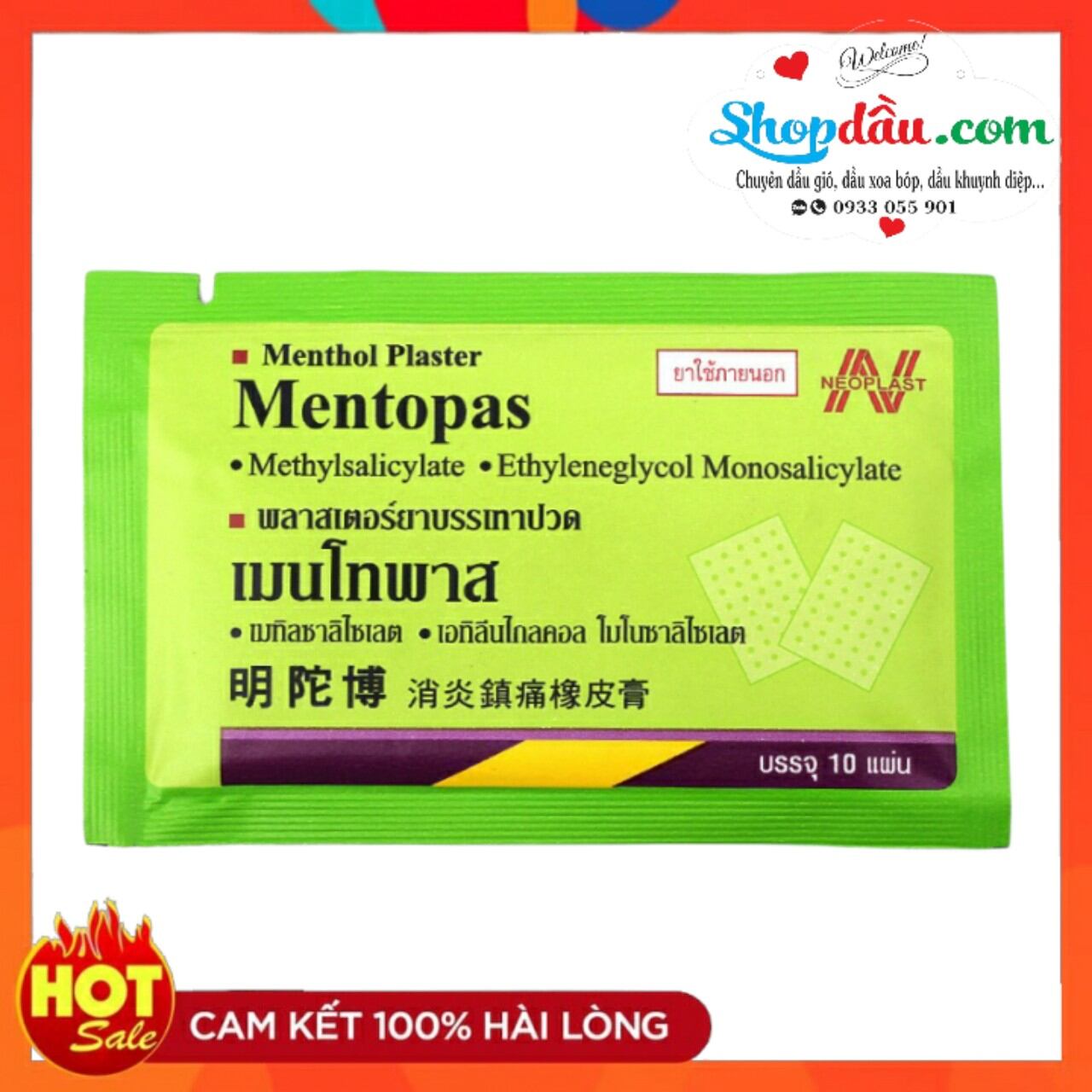 Cao dán giảm đau Mentopas