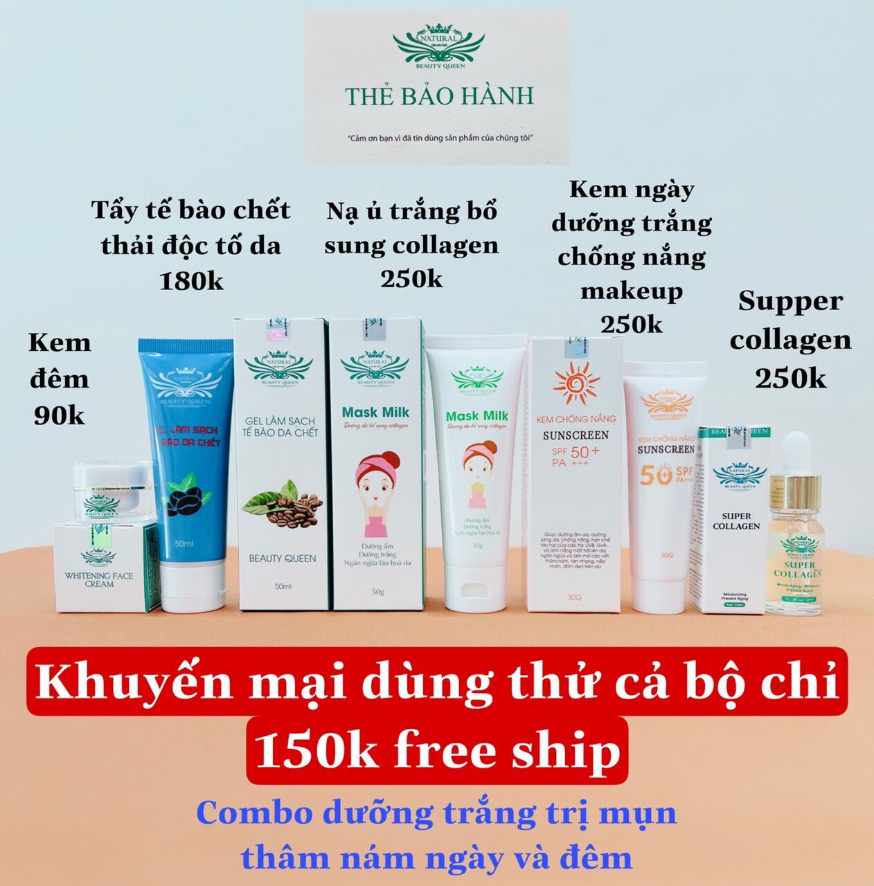 Bộ dưỡng da beauty queen 150k