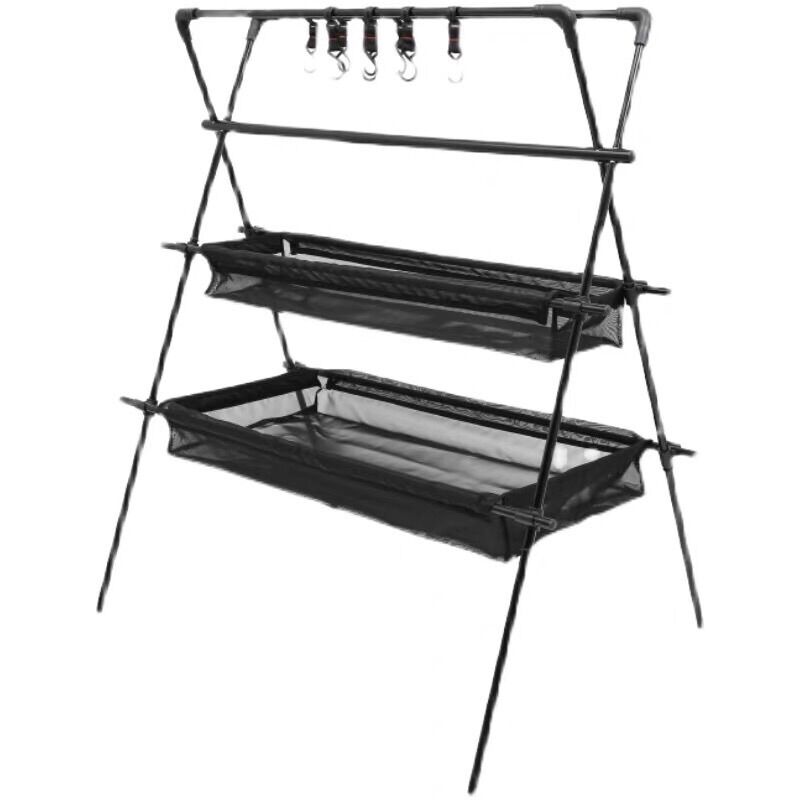 Giá để đồ dã ngoại gấp gọn 2 tầng + 2 giá lưới