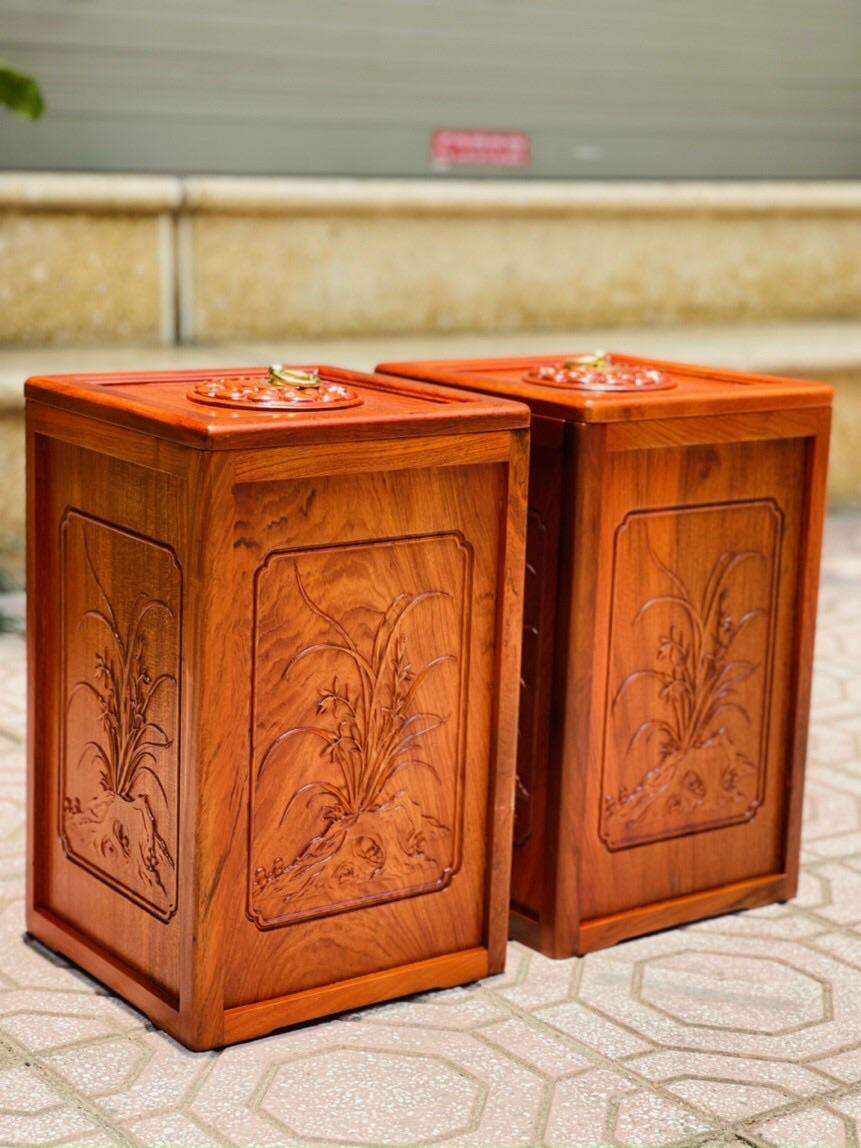 Thùng Đựng Rác Gỗ Hương Cao Cấp