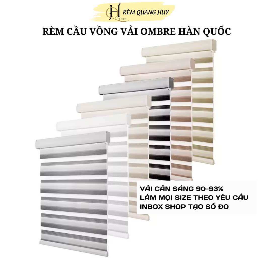 Rèm cầu vồng ombre, rèm cửa sổ chống nắng, rèm cầu vồng cản sáng 90-93%, làm mọi kích thước theo yêu cầu