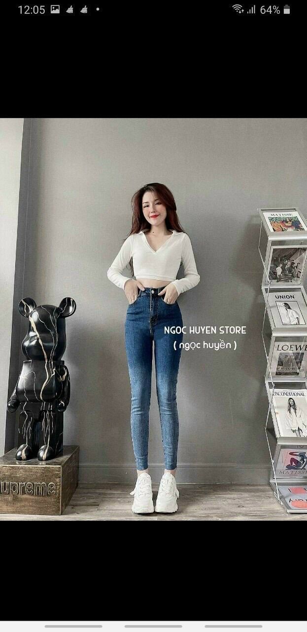 HCM(ảnh thật) quần jean cạp cao co giãn tôn dáng