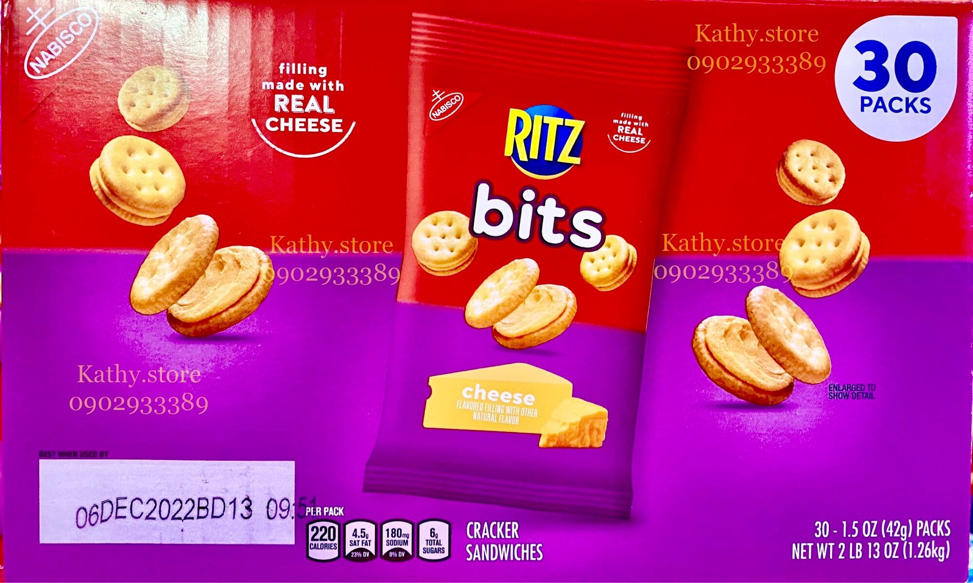 Bánh Ritz phô mai mini thùng 30 gói
