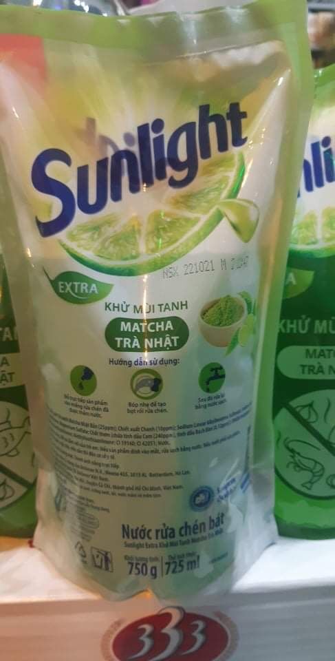 Combo 3 túi nước rữa chén Sunlight túi 750g