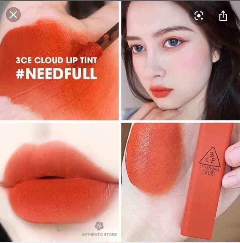 Son Kem 3ce  Needful  Cloud Lip Tint chất son siêu lì . mềm mịn không gây khô môi  Hàn Quốc
 15g