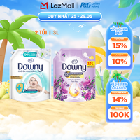 Combo 2 Nước Xả Vải DOWNY Hương Nước Hoa Cao Cấp Bung Toả Hạnh Phúc/ Oải Hương Túi 3L