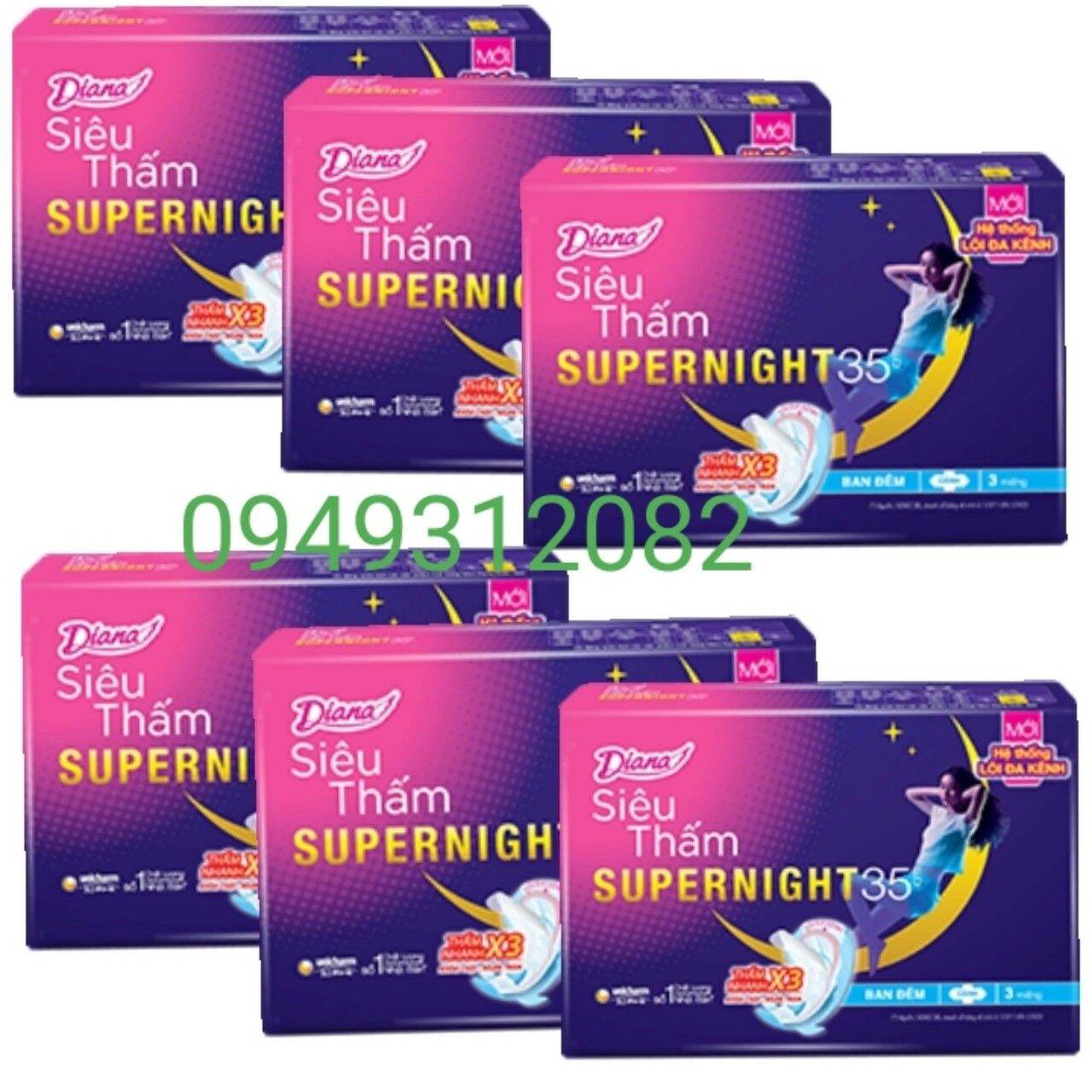 Combo 6 gói Bvs Diana Siêu Thấm ĐÊM 35cm