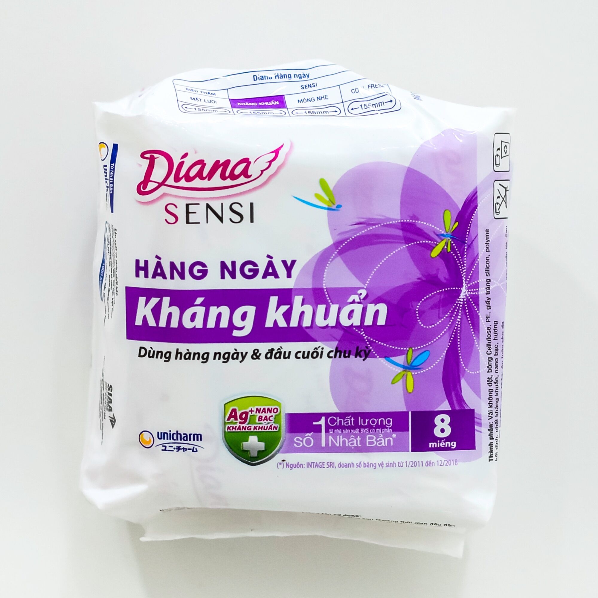 Băng vệ sinh Diana sensi hàng ngày 8 miếng